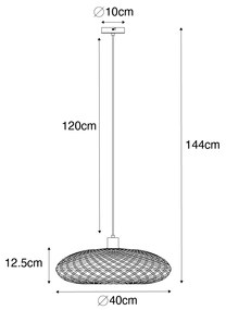 Oosterse hanglamp zwart bamboe 40 cm - OstravaOosters E27 rond Binnenverlichting Lamp
