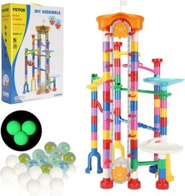 VEVOR 230-delige knikkerbaanset met gemotoriseerde lift, met 15 plastic knikkers, knikkerdoolhof-bouwstenenpuzzelspel, educatief leerzaam racebaan-STEM-speelgoed, voor kinderen vanaf 3 jaar