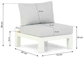 Loungeset 6 personen Aluminium/teak Wit Lifestyle Garden Furniture Ravalla/Seaside
