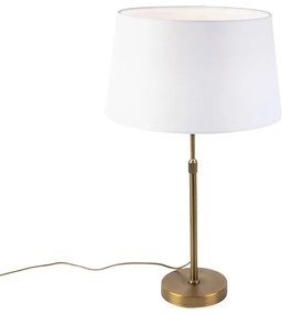 Bronze tafellamp met linnen kap wit 35cm - Parte Klassiek / Antiek E27 cilinder / rond rond Binnenverlichting Lamp