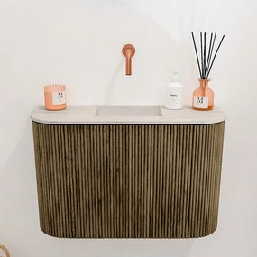 Mondiaz Joya DLux 65cm toiletmeubel ronding links/rechts dusk met wastafel faye midden zonder kraangat ostra