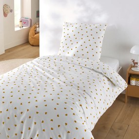 Kinderset, van 50% gerecycled katoen, met vierkant kussensloop, Scacco caramel