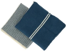 Vaatdoekjes, gebreid katoen, blauw, 2 stuks, 25 x 25 cm