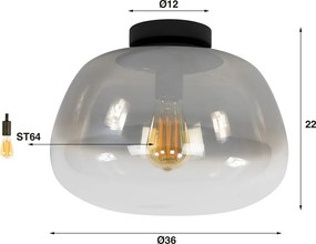 Plafondlamp Gecoat Glas Grijs