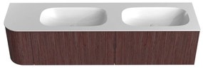Mondiaz Kurve 175cm badmeubel ronding links ruby met 2 lades en 1 deur en wastafel big small dubbel/rechts zonder kraangat