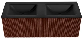 Mondiaz Kurve 120cm badmeubel ruby met 1 lade en wastafel cloud dubbel zonder kraangat urban