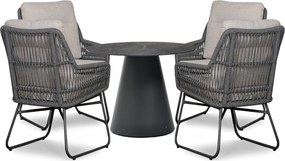 Tuinset Ronde Tuintafel 4 personen 100 cm Rope Grijs  Lifestyle Garden Furniture Vicente/Serino