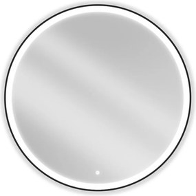 Mexen Esso ronde, verlichte badkamerspiegel, 100 cm, LED 6000K, anti-condens, zwarte rand - 9825-100-100-611-70
