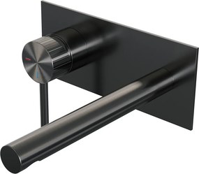 Brauer Stripe inbouw wastafelkraan ColdStart met rechte uitloop en afdekplaat model A2 gunmetal geborsteld PVD