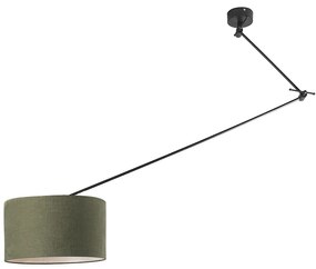 Hanglamp zwart met kap 35 cm groen verstelbaar - Blitz