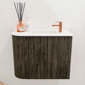 Mondiaz Joya 50cm toiletmeubel ronding links shadow met wastafel faye rechts 1 kraangat talc