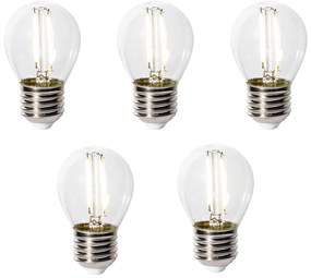 Set van 5 E27 dimbare LED lampen P45 helder glas 3W 250 lm 3000K