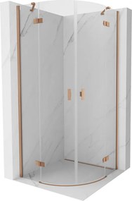 Mexen Mist douchecabine halfrond scharnierend 90 x 90 cm, transparant, geborsteld koper - 8A33-090-090-65-00
