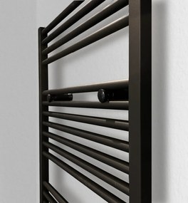 Instamat Robina elektrische handdoekradiator met zwarte thermostaat 73x60cm zwart mat 400W