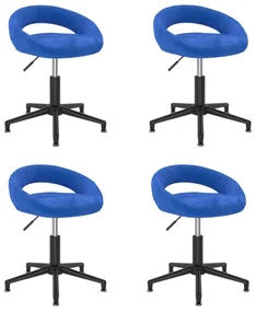 vidaXL Eetkamerstoelen draaibaar 4 st fluweel blauw