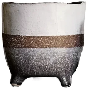 Bloempot keramiek – bloempot Macchiato, klein – bloempot grijs & wit