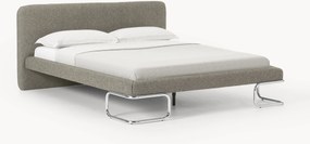 Gestoffeerd bouclé bed Olina met metalen poten