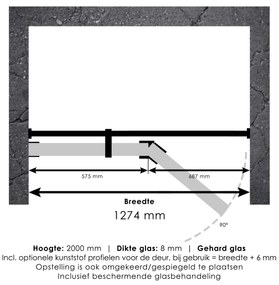 Brauer JC profielloze nisdeur 130cm met 70cm deur gekoppeld gunmetal geborsteld