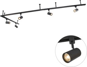 Modern hangend railsysteem met 5 spots zwart 1-fase - Iconic Jeana