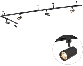 Modern hangend railsysteem met 5 Spot / Opbouwspot / Plafondspots zwart 1-fase - Iconic Jeana GU10 Scandinavisch rond Binnenverlichting Lamp