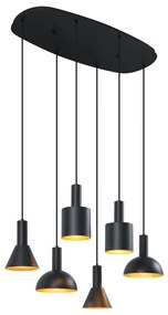 Moderne hanglamp zwart 6-lichts - Biles