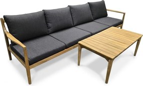 Showroommodel Manchester 4-zitsbank + lounge tafel acacia zwart