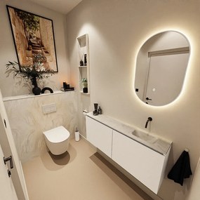 Mondiaz Ture DLux toiletmeubel 120cm talc met wastafel ostra rechts zonder kraangat