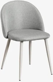 Kana Gestoffeerde Eetkamerstoel En Staal Grijs – Taupe – Koel & Linnen Grijs – Beton & Linnen - Sklum
