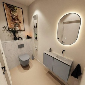 MONDIAZ TURE-DLUX 80cm toiletmeubel Smoke. EDEN wastafel Opalo positie rechts. Zonder kraangat. TUREDX80SMOR0OPA