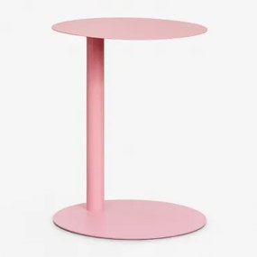 Yannik Ronde Bijzettafel Ø40 Cm In Staal Roze – Pioen - Sklum