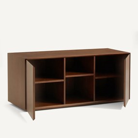 MDF 2-deurs bureauonderbouw, notenhout gefineerd, MIKUBE