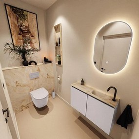 MONDIAZ TURE-DLUX 80cm toiletmeubel Cale. EDEN wastafel Frappe positie rechts. Met 1 kraangat. TUREDX80CALR1FRA