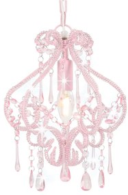 vidaXL Plafondlamp met kralen rond E14 roze