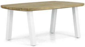 Dining Tuintafel rechthoekig 180 x 100 cm Aluminium/Teak Wit Falcon/Cardiff
