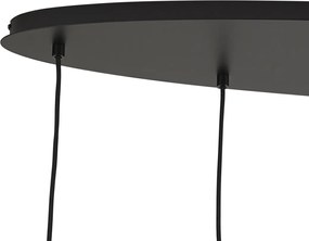 Hanglamp zwart met amber en smoke en helder glas 6-lichts - Elena