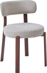 Walnoot Eetkamerstoel Met Beige Zitting
