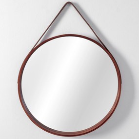 Ronde houten spiegel op de LOFT D.Brown bar 50 cm