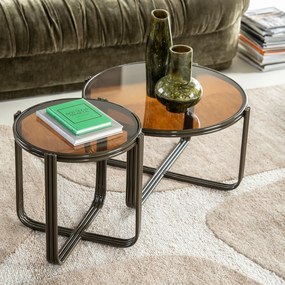 Retro Salontafel Glas Bruin - 63 X 63cm.