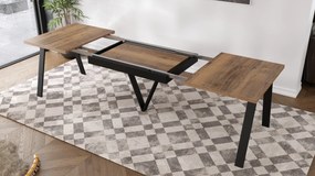 AVERY eik Halifax vertind/onderkant zwart - LOFT/INDUSTRIËLE TAFEL VOOR WOONKAMER/EETKAMER UITKLAPBAAR TOT 290 cm!