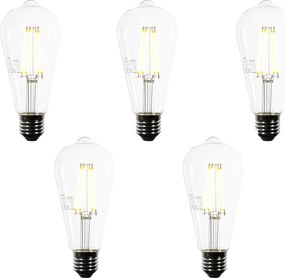 Set van 5 E27 LED lampen ST64 helder 3.8W 806 lm 3000K