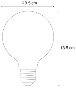 Set van 5 E27 dimbare LED spiraal filament G95 4W 270 lm 2200K
