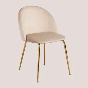 Set Van 2 Fluwelen Eetkamerstoelen Kana Design Bruin - Tarwe & Goud - Sklum