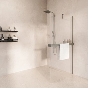 Saniclear Oblique inloopdouche 120cm met handdoekhouder en helder glas RVS