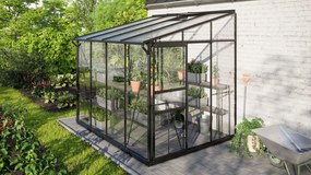 Vitavia Ida muurserre 5,2m² met veiligheidsglas - Zwart - Met dubbele schuifdeur (B120 cm) en fundering