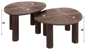 Salontafel Set Bruin Teakhout 2-delig - 75 X 61cm.