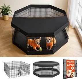 VEVOR Puppy Speelbox, Metalen Hondenspeelbox, 61 cm, 8-delige set (Deksel & Vloermat), Speelbox voor kleine honden, katten en andere kleine dieren, Opvouwbaar, Veelzijdig te gebruiken dankzij de verschillende vormen