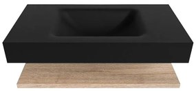 Zaro Alan badmeubel 90cm met planchet washed oak en vrijhangende wastafel cloud midden zonder kraangat urban