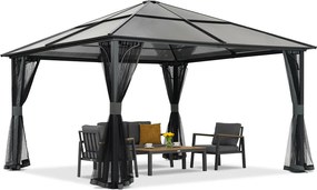 Modern tuinhuis Santiago 4x4 m met klamboe Garden Point antraciet