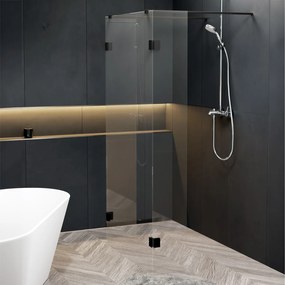 Riho Scandic X202 vrijstaande douchewand 115cm met 30cm zijwand zwart mat