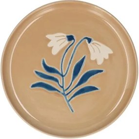 Bord, steengoed, zandkleurig, klokjesbloem, Ø16 cm